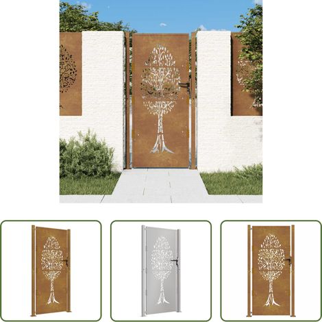 vidaXL Gartentor 100x200 cm - Gartentor 100x200 cm Cortenstahl Baumdesign (1/5)
