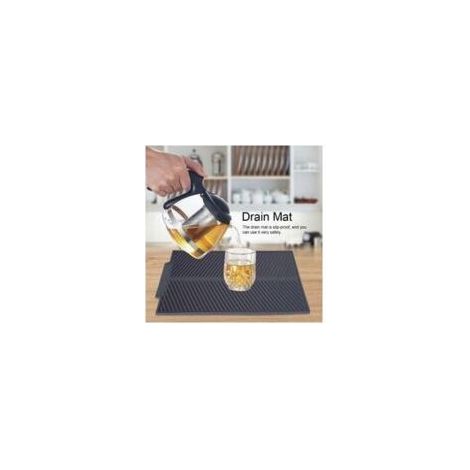 Vtizikl Tapis fond d'évier, Tapis de Séchage Vaisselle en Silicone,Tapis égouttoir Vaisselle Antidérapant,Tapis de Drainage de Cuisine (1/4)