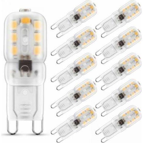 G9 LED-Lampe 3W Warmweiß 3000K, 230V AC 220lm, 360° breite Lichtstrahlen, G9-Sockel, 10er-Pack [Energieklasse A+]