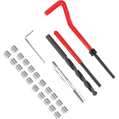 Kit de réparation de filetage 25 pièces en acier inoxydable, clé dynamométrique, outil d'insertion de taraud M7x1 (1/5)