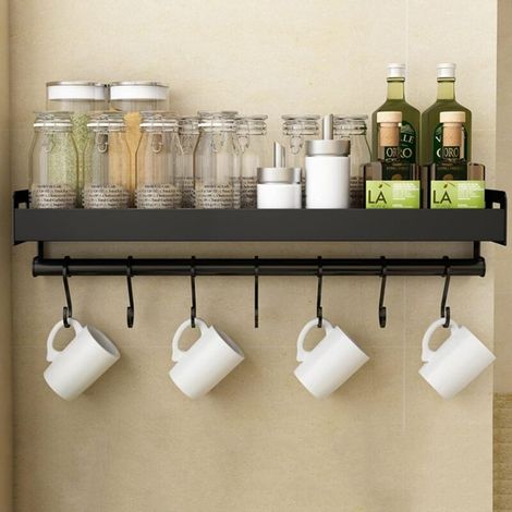 Porte-ustensiles de cuisine et étagère à épices organisateur mural étagère de rangement murale,40cm (1/5)