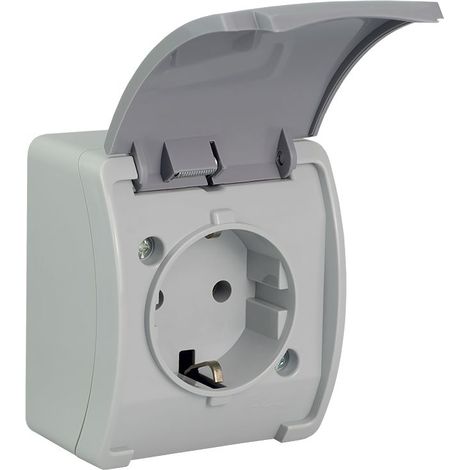 Enchufe único Koala SCHUKOn/t IP44 fresno con tapa de grafito VG 181-08 61.392 (1/2)