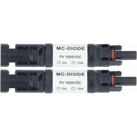 2er-Set PV-Solarstecker 1000 V mit integrierter Rücklaufdiode, IP68 wasserdicht, für den Anschluss von Solarmodulen (20A) (1/5)