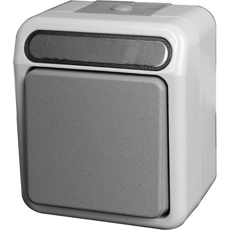 Poussoir contact à fermeture Merten IP44 AQUASTAR gris clair