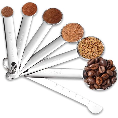 Ensemble de 7 cuillères doseuses,Acier inoxydable,Graduation gravée,Ingrédients liquides et secs,Pâtisserie（Q3 : Nouveaux produits pour le mois d'août） (1/5)