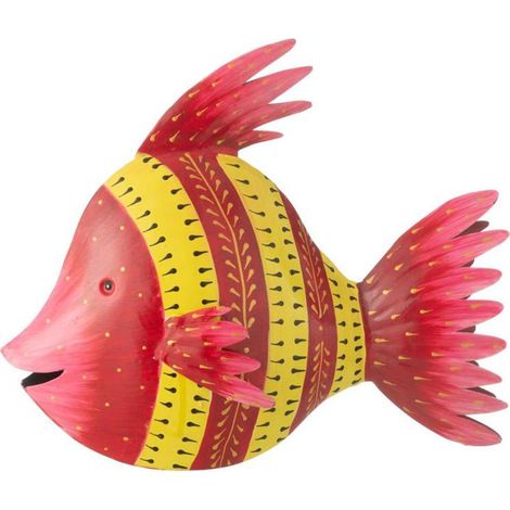 Statuette Déco Poisson en Métal "Tom" 34cm Rouge