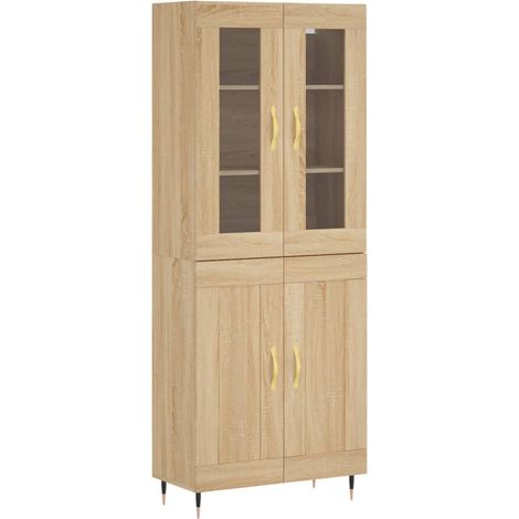 Buffet,Bahut,Meuble de Rangement haut Chêne sonoma 69,5x34x180 cm Bois d'ingénierie CFW82833 (1/5)