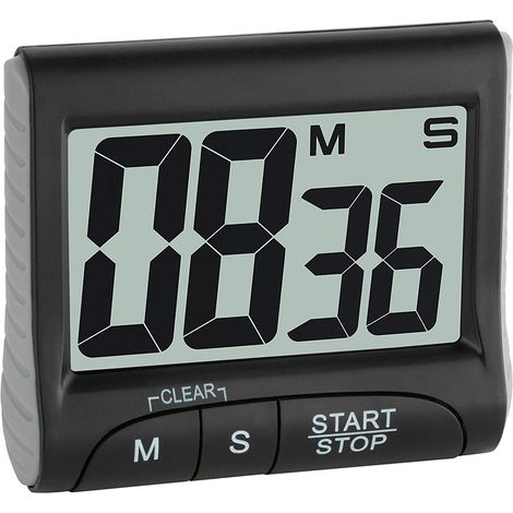 Minuterie De Cuisine - Affichage LCD 3 Pouces - Sonnerie Forte - Fonction Chronomètre Et Minuterie - Dos Magnétique Avec Support Rétractable Et Crochet - Blanc Mat - 1 Pièce (1/5)
