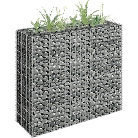 Jardinière Bac A Fleur Lit surélevé à gabion Acier galvanisé 90x30x90 cm 42811 (1/5)