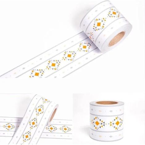 Frises Papier Peint Géométrie grise 12x500cm, moulure murale autocollante, adhésif PVC pour plinthe et - Géométrie Grise 12 x 500 cm (1/4)