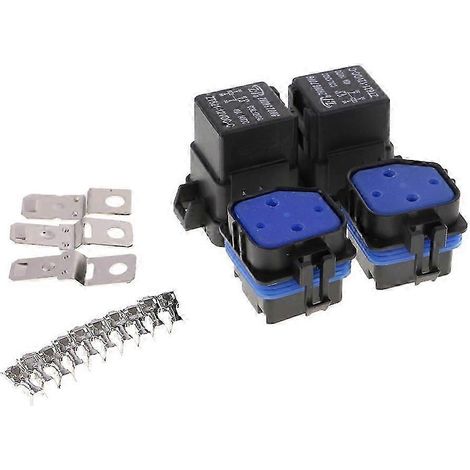 Kit de 2 supports de relais intégrés étanches 12 V 40 A à 5 broches pour véhicules automobiles (1/5)