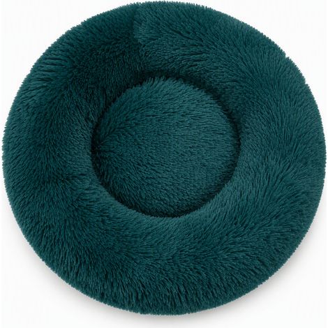Niche ronde en fausse fourrure douce bleu turquoise 45 x 40 cm (1/5)