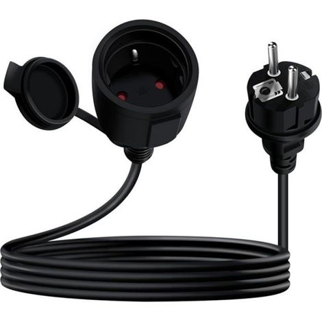 YINGAYOU Rallonge Schuko Cable Courte 16A 250V Câble D& 39extension Schuko Court 2 AC Prise IP44 pour Utilisation 2 m Noir (1/5)