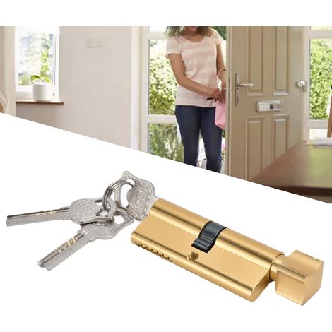 Cylindre de serrure à clé en alliage d'aluminium pour porte intérieure, petit cylindre de serrure 70 pour porte en bois, doré (1/5)