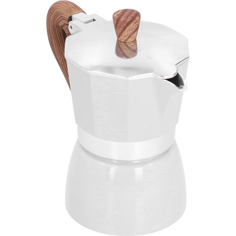 Cafetière moka octogonale pratique en aluminium de 150 ml, idéale pour la maison, le bureau et la cuisine. Couleur : blanc laiteux. (1/5)