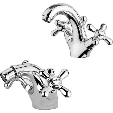 Set rubinetti lavabo e bidet con manopole monoforo cromo in stile classico Liberty Paini (1/5)