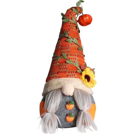 lutins de Noël, fées tournesol en peluche, poupée citrouille d'automne, Suède (1/5)