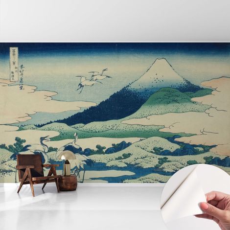 Papier peint autocollant adhésif décoratif avec motifs pour salon et chambre a motif Grues et montagnes 416x254 cm