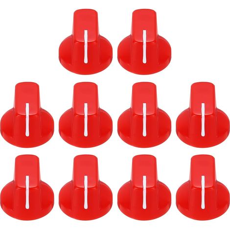 10 Stück rote Gitarren-Effektpedalknöpfe (9/16 Zoll) mit Kunststoffeinsatz für Verstärker-Lautstärkeregelung und Bassgitarre.