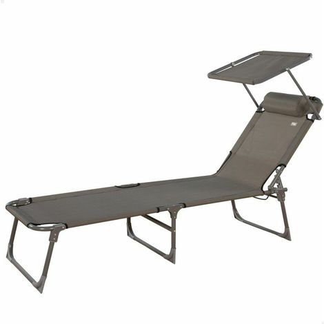 Lettino Aktive Grigio 193 x 53 x 30 cm Pieghevole Ombrellone (1/5)