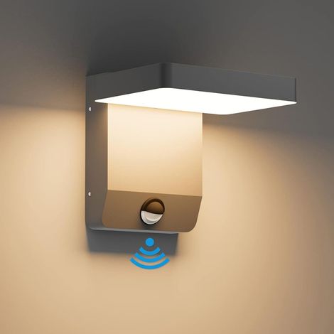 Luminaire exterieur avec detecteur de mouvement, Lumière extérieure angle d'éclairage réglable 20W 1320lm 3000K IP65 Applique Murale Gris foncé(rectangle) (1/5)