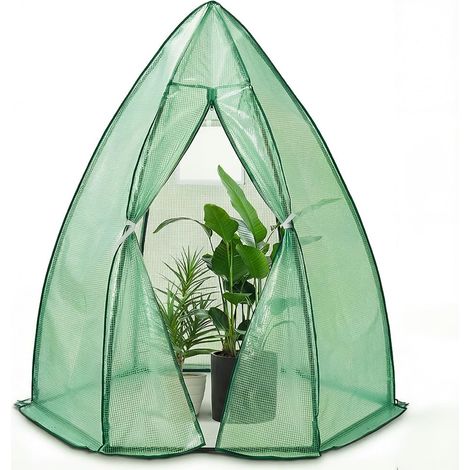 Serre de Jardin PE Abri d'Hivernage Dôme pour Légumes Plantes Fleurs Serre Tipi avec Bâche Renforcée 135g/m2 pour Balcon et Terrasse 160x160x180cm Vert (1/5)