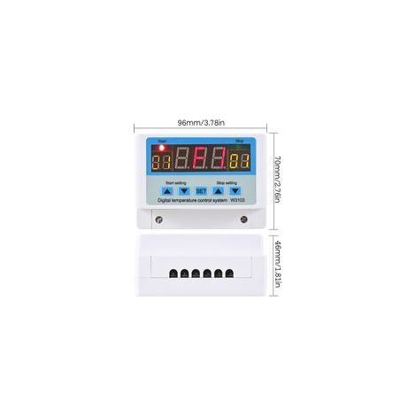 Contrôleur de température numérique LED 10 A / 24 V CC – Thermostat intelligent pour chauffage et climatisation avec capteur inclus (1/5)