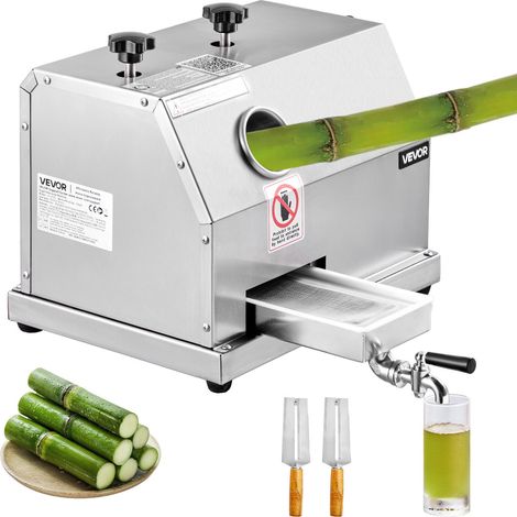 Presse à Canne à Sucre Manuelle, Extracteur de Jus de Canne à Sucre Haut Rendement de 50 kg/h, avec 3 Rouleaux en Acier Inoxydable, Grande Entrée, pour Restaurant Bar Stand Supermarché Boissons