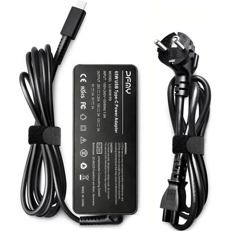 65W USB Type C Chargeur Adaptateur Alimentation Ordinateur Portable 20V 3.25A AC Adapter USB-C Type-C pour Lenovo ThinkPad X280 X390 X395 Laptop, Thinkpad X1 Carbon 2018 2019 Séries Notebook (1/5)