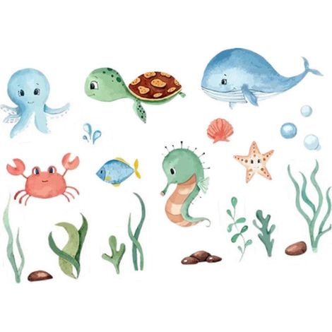 Sticker mural Poissons de l'océan - Décoration murale pour chambre, restaurant ou cuisine (1/5)