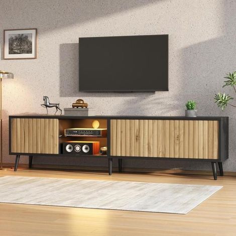 Meuble télévision - KOMHTOM - Lowboard - LED - 3 portes - TV jusqu'à 75 pouces (1/5)