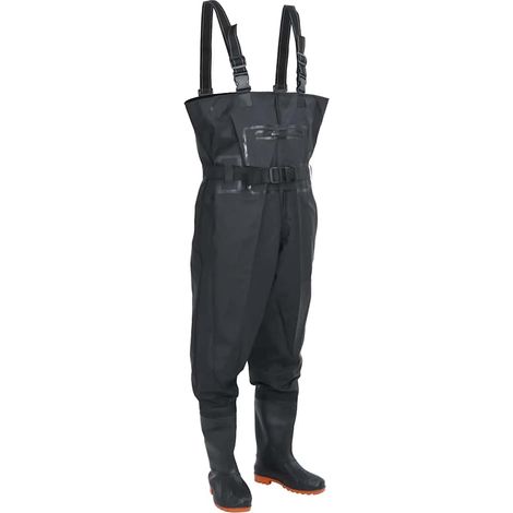 vidaXL Cuissardes avec bottes et ceinture noir taille 45 (1/5)