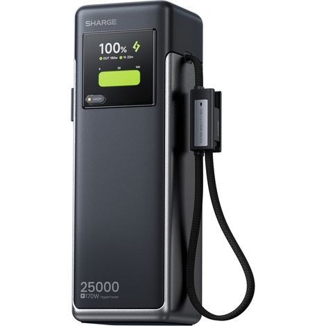 Power bank Charge HyperTower X6 grigio da 25000 mAh e 170 W con ricarica rapida PD/QC. (1/4)