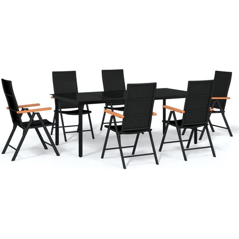 Conjunto de comedor de jardín de 7 piezas muebles de exterior color negro 020014002 (1/5)
