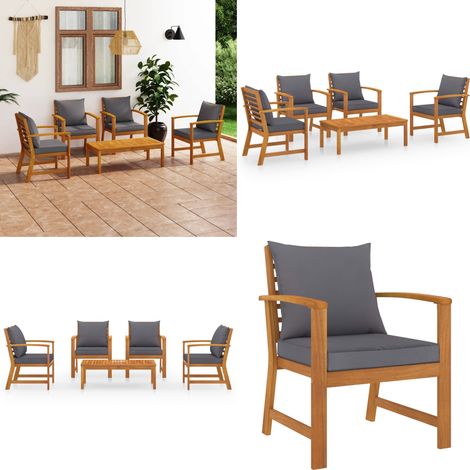 Salon de jardin 5 pcs avec coussin Bois d'acacia solide - Salon De Jardin - Meubles De Jardin - Ensemble Salon De Jardin - Mobilier Extérieur - Acacia Massif - Home & Living (1/5)