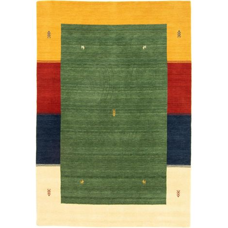 Tapis Gabbeh tissé Tapis Mirage - Tapis en laine  - 240x170cm, Rectangular - 100% Laine vierge - Tissé main - Vert