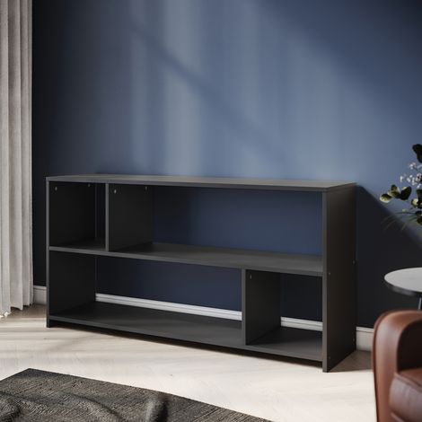 Elegant 3 Tier Black Wood Bookcase and Shelves Home Office Storage Unit with Open Back 1180mm (1/5)