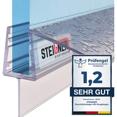 STEIGNER Joint de douche pour paroi en verre, 170cm, vitre 5 / 6 / 7 mm, joint d’étanchéité droit PVC, UK21