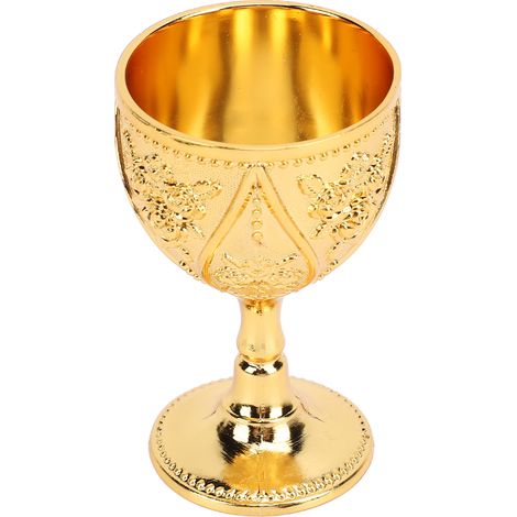 Verre à vin en métal de 30 ml, orné d'une rose sculptée en relief, pour la décoration de la maison, du bar, des voyages, des mariages et des fêtes. Couleur dorée. (1/5)