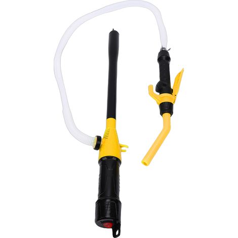 Pompe de transfert portable à siphon alimentée par batterie pour carburant, diesel et eau. Débit de 2,2 GPM, contrôle réglable. Pompe à liquides multi-usages avec filtre. Jaune. (1/5)