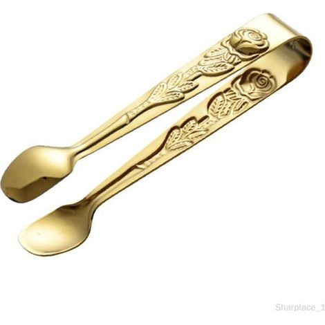 2 pinces à glace, acier inoxydable, pince à sucre et buffet, pour service en cuisine ou fête, rose et argent