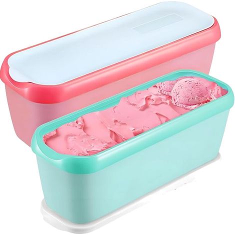 Set di 2 contenitori per gelato fatti in casa, contenitori per gelato da 1,5 litri, contenitori per gelato riutilizzabili per utensili da cucina. (1/4)