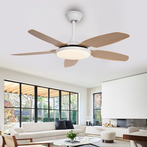Ventilateur de plafond de 110 cm avec lumière et télécommande, Plafonnier LED à intensité variable avec 3 pales, 6 vitesses, minuterie (1/5)