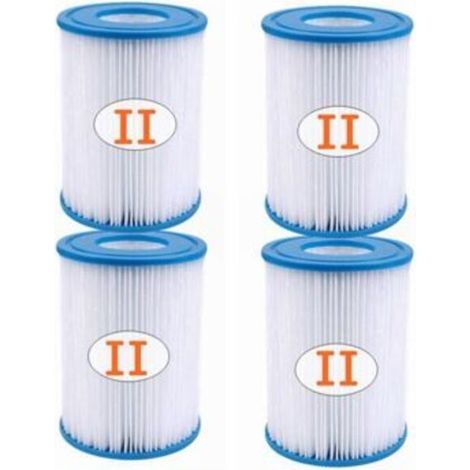 Lot de 4 cartouches filtrantes type II pour piscine – Hauteur 135mm – Diamètre 104mm – Papier ABS polyester – Compatible modèles 58094 (1/5)