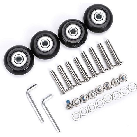 Roulettes de rechange pour valises 70 mm x 24 mm, roulettes pivotantes en caoutchouc, kits de réparation de roulements, un ensemble de 4 (1/4)