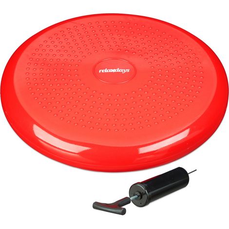 Set of 9 Relaxdays Balance Discs, 33 cm Stability Wobble Cushion with Air Pump, Balance Pillow, Fitness Board, Red