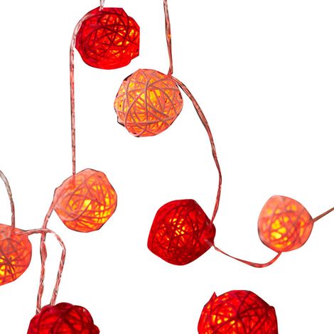 Guirlande lumineuse boule en rotin, décoration romantique pour fête de noël, décoration de maison, 2m/6,6 pieds