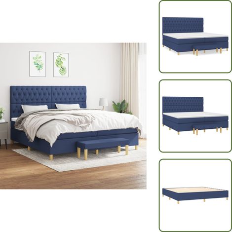 Colchón ensacado - vidaXL Cama box spring con colchón tela azul 200x200 cm - Cama azul