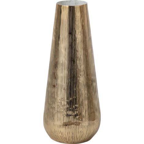 Vase ligné en aluminium doré - doré et blanc (1/2)