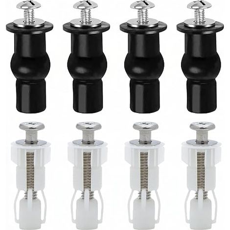 Pack of 8 Nylon Toilet Seat Hinge Screws Fixing Screws for Toilet Seat with Stainless Steel Hinges for Toilet Seat with Toilet Cover Hole Fixing 14 to 17 mm (1/4)